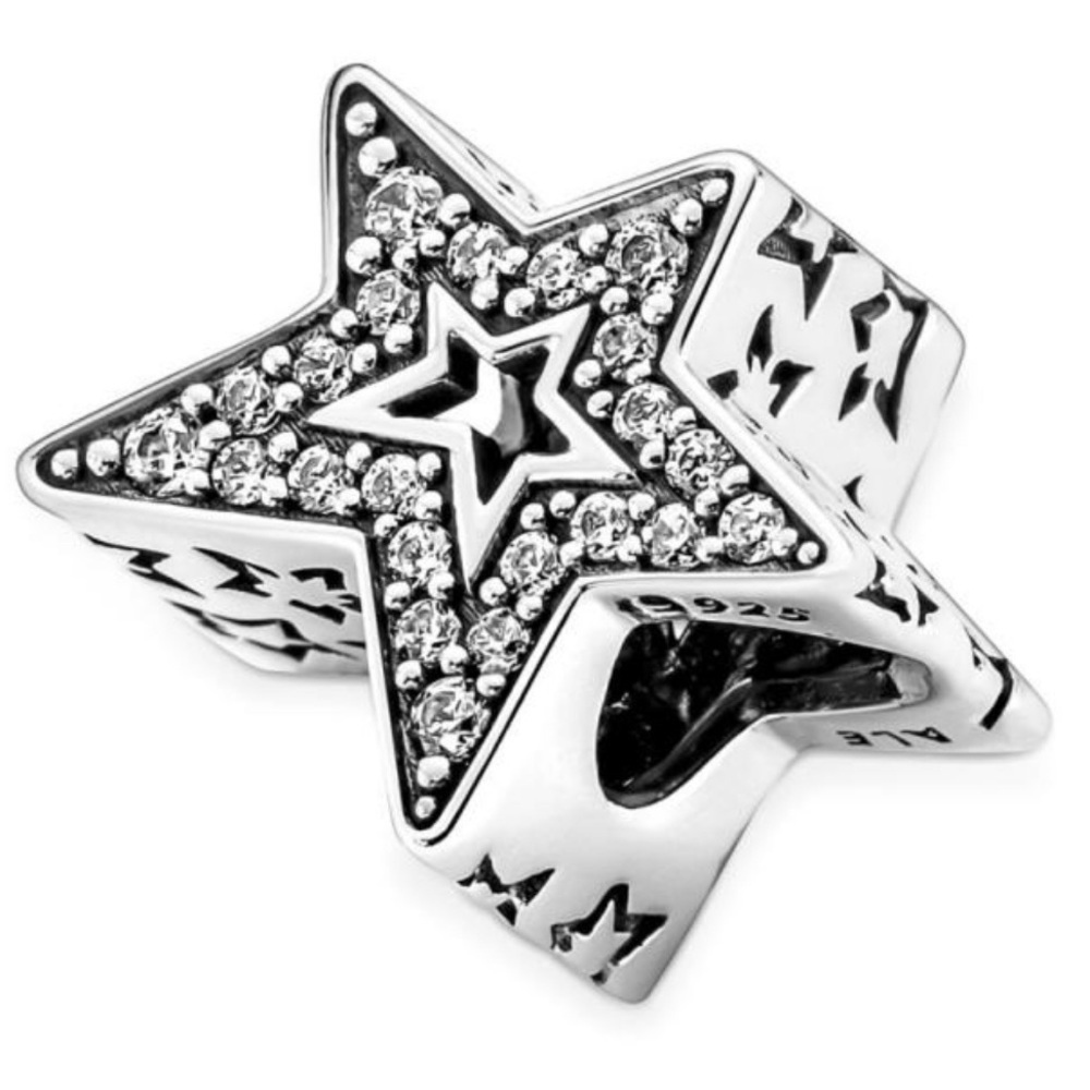 PANDORA Sparkling asymmetric star charm (NEW)